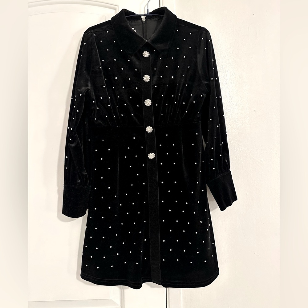Velvet Black Dress | Size S